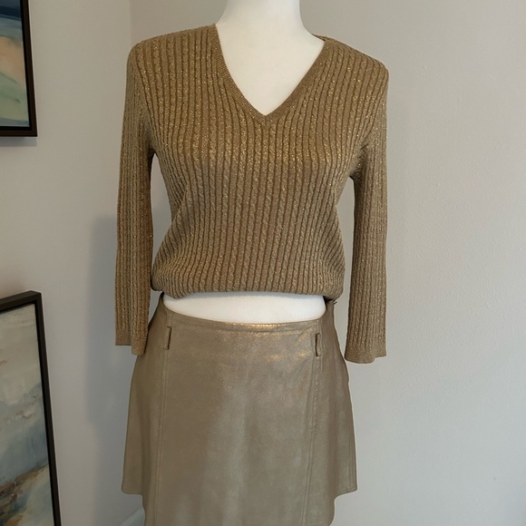 Coach Gold leather skirt size 8 - Picture 3 of 4